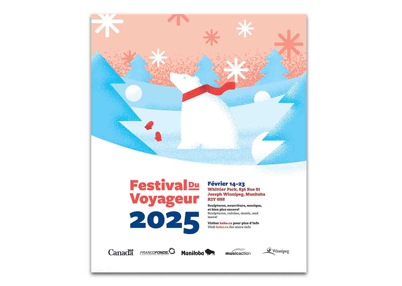 Full colour newsprint ad featuring a polar bear wearing a scarf