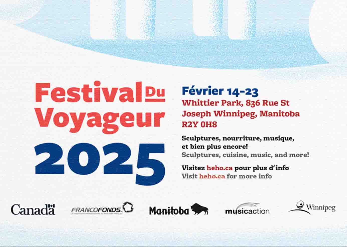 Close up of the Festival Du Voyageur Poster typography