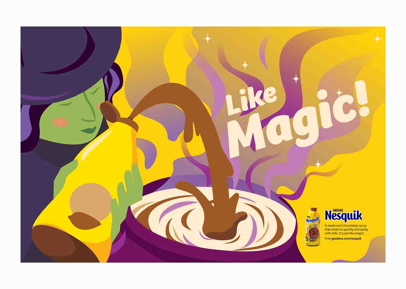 Rough composition of the Nesquik magazine ad