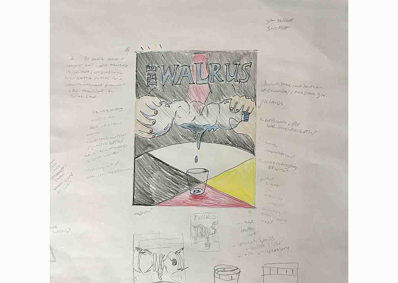 Rough illustration for The Walrus cover