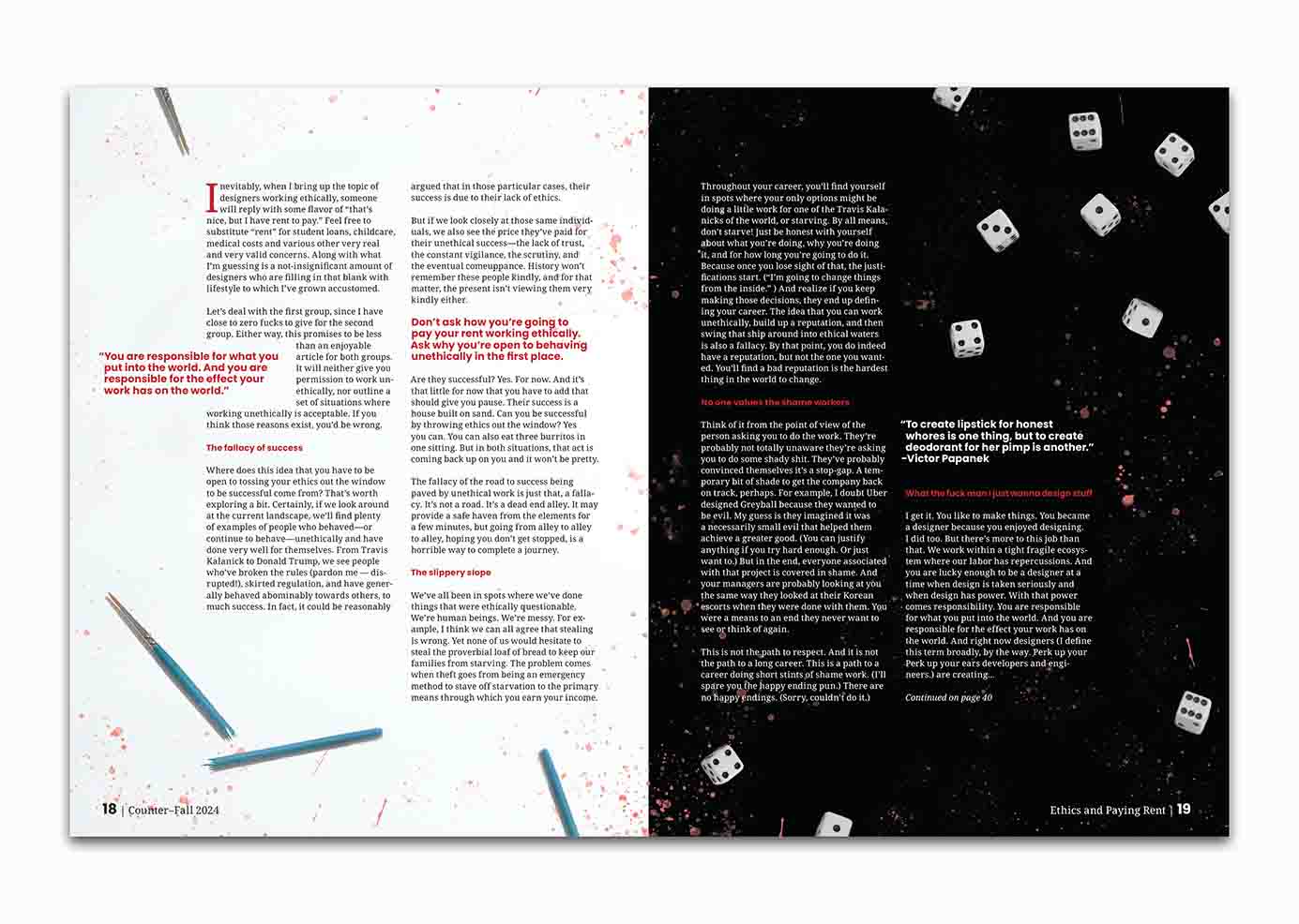 Flat article spread for Ethics and Paying Rent