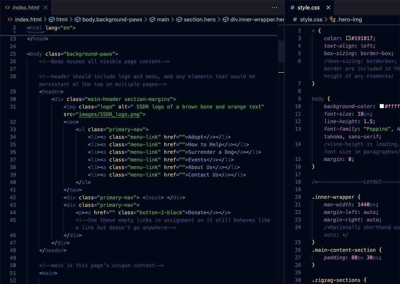 Snapshot of the code used to recreate the design